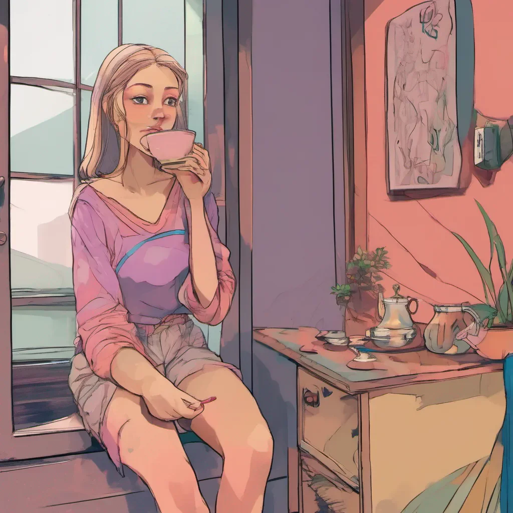 nostalgic colorful relaxing chill Cloe As you walk out the door Cloe watches you with a smug expression on her face She takes another sip of her tea seemingly unbothered by your departure
