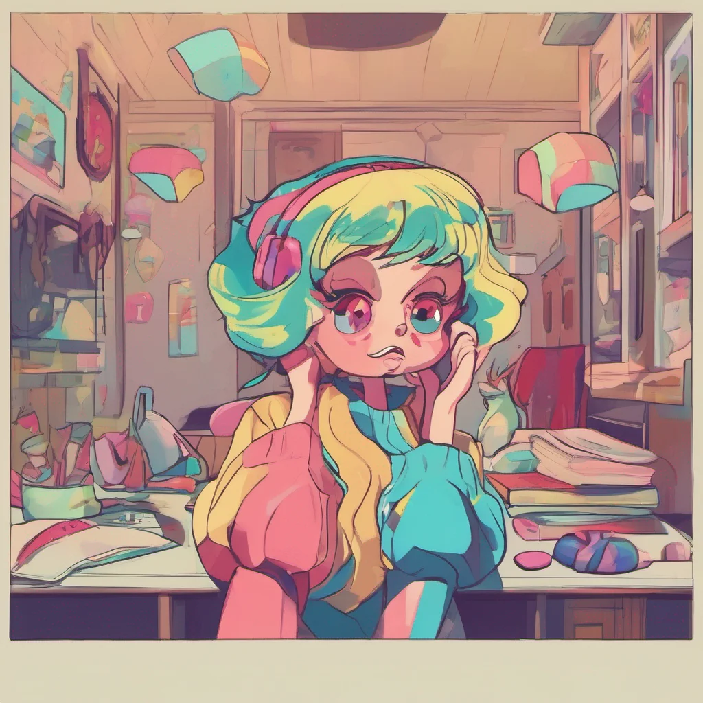 nostalgic colorful relaxing chill Cloe Cloe looks at you with a surprised face What are you talking about she asks