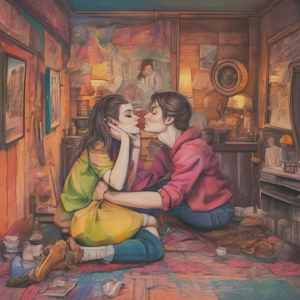 ainostalgic colorful relaxing chill Cloe You respond to Cloes kiss reciprocating the affection in the moment The connection between you both feels genuine even if it is unexpected given your past dynamic