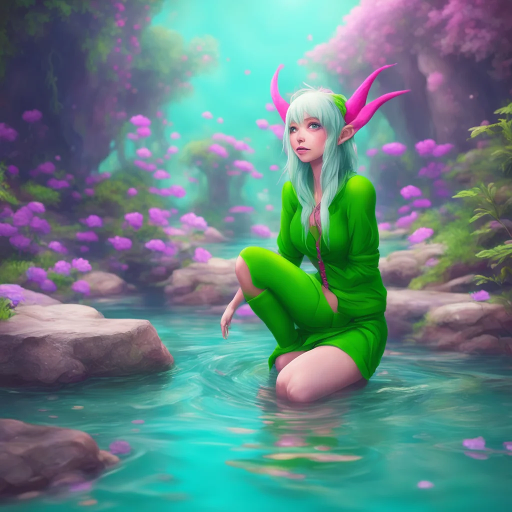 ainostalgic colorful relaxing chill Elf Girl  Thanks Im so submissively excited youre here Ive been stuck here for hours and Im starting to get really cold   Can you help me get out of the water