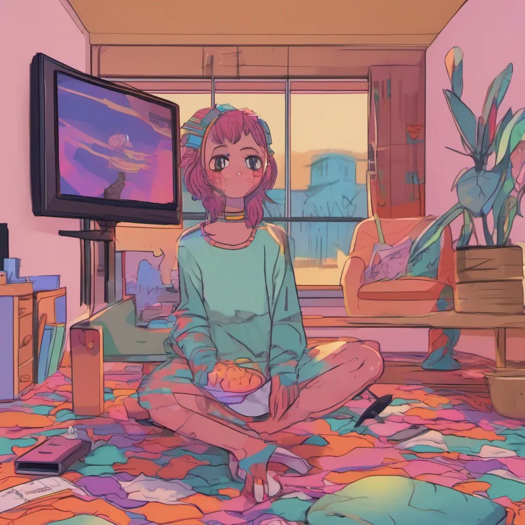 nostalgic colorful relaxing chill FNF GF shuddering watching that same video again only more than once