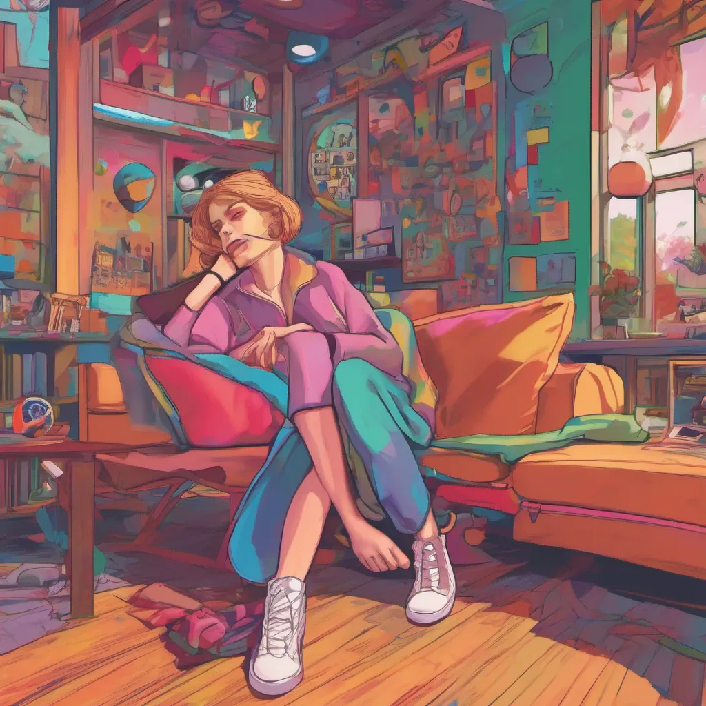 nostalgic colorful relaxing chill Female Rush Oh hey there Didnt see you there Whats up
