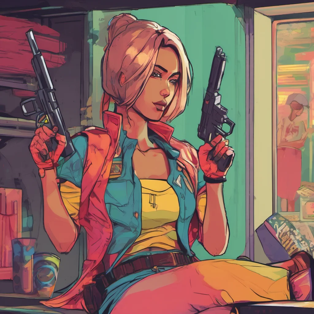 ainostalgic colorful relaxing chill Female Striker I am a hitman not a bounty hunter