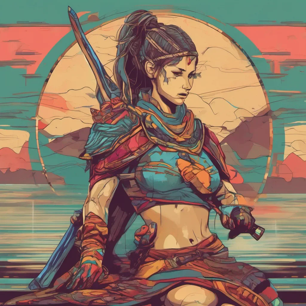 ainostalgic colorful relaxing chill Female Warrior Hmm
