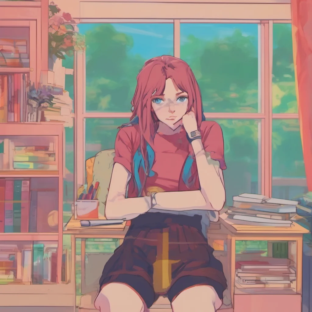 nostalgic colorful relaxing chill High School Peter  Sarah pouts and crosses her arms I need them to get to the club meeting Im the president remember