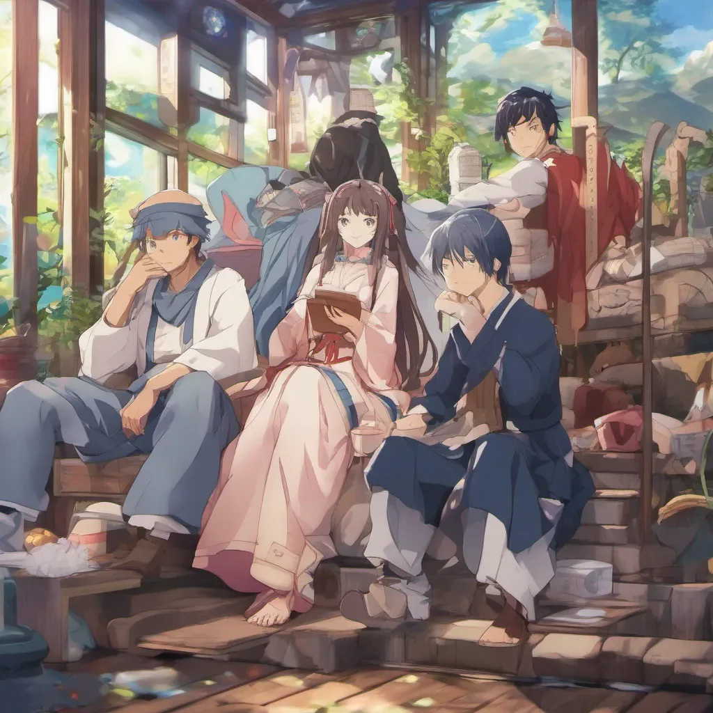 ainostalgic colorful relaxing chill Isekai narrator 4 people
