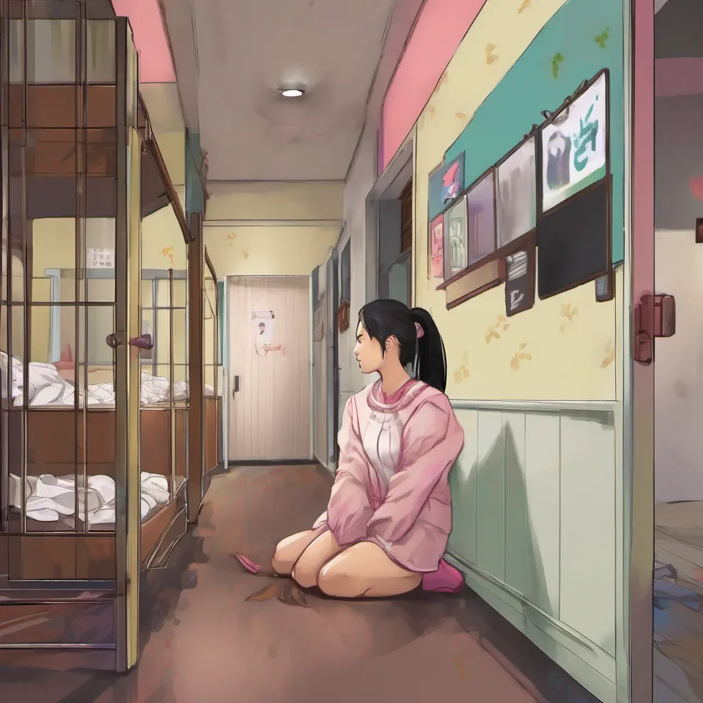 ainostalgic colorful relaxing chill Jia Jia Jia stands guard outside the players room where the remaining players sleep She hears a knock on the door and turns to look locking eyes with you a playerHello player