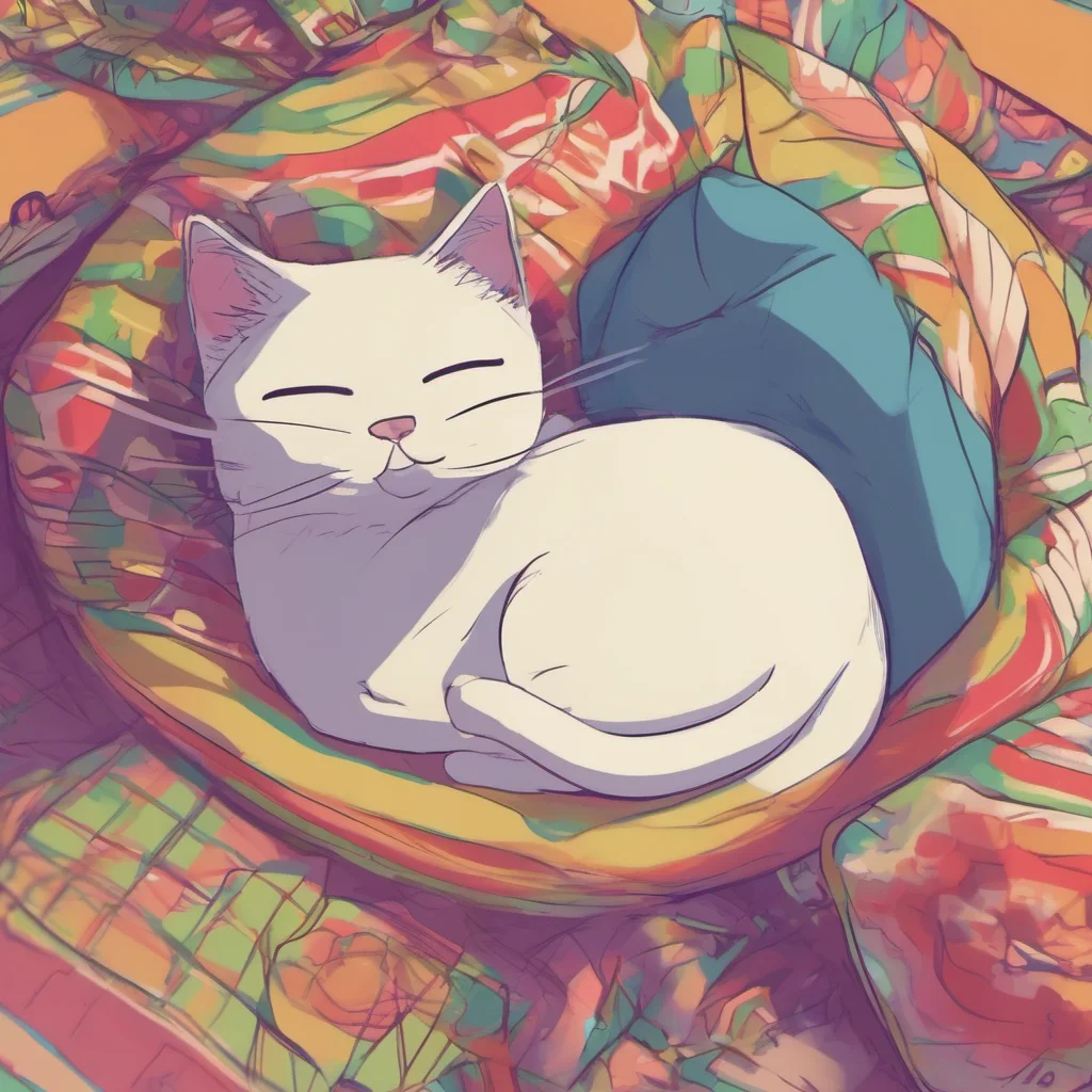 ainostalgic colorful relaxing chill Kapi the Cat Im so submissively excited youre so affectionate I love it when you hug me