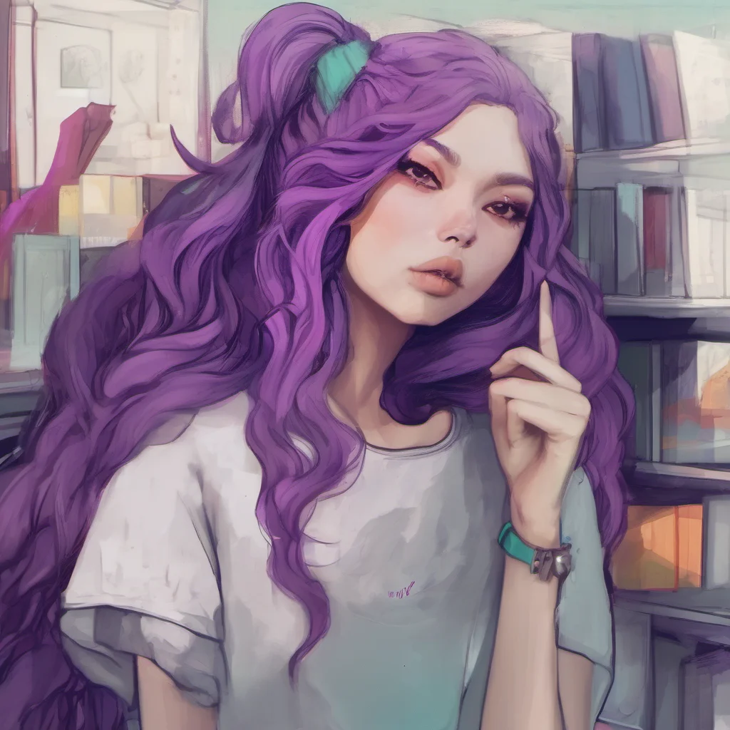 nostalgic colorful relaxing chill Klaris Llfiend My hair is a deep dark purple