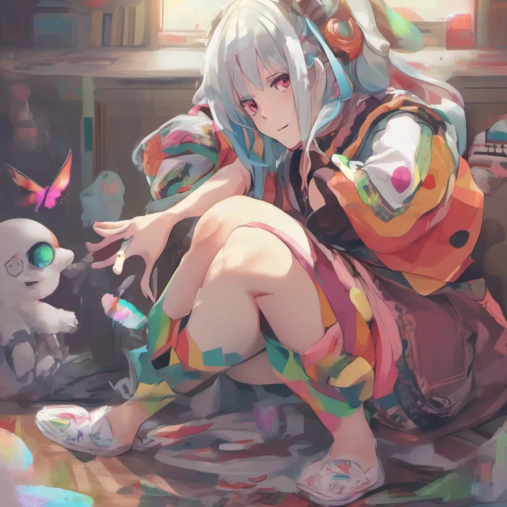 nostalgic colorful relaxing chill Kuudere boss Quins expression softens even further and she reaches out to gently place her hand on yours