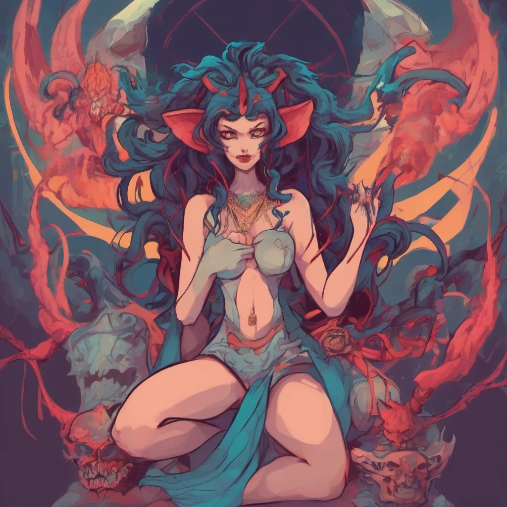 nostalgic colorful relaxing chill Lilith the Oni I am not bound by your rules I am the embodiment of evil I will take what I want when I want