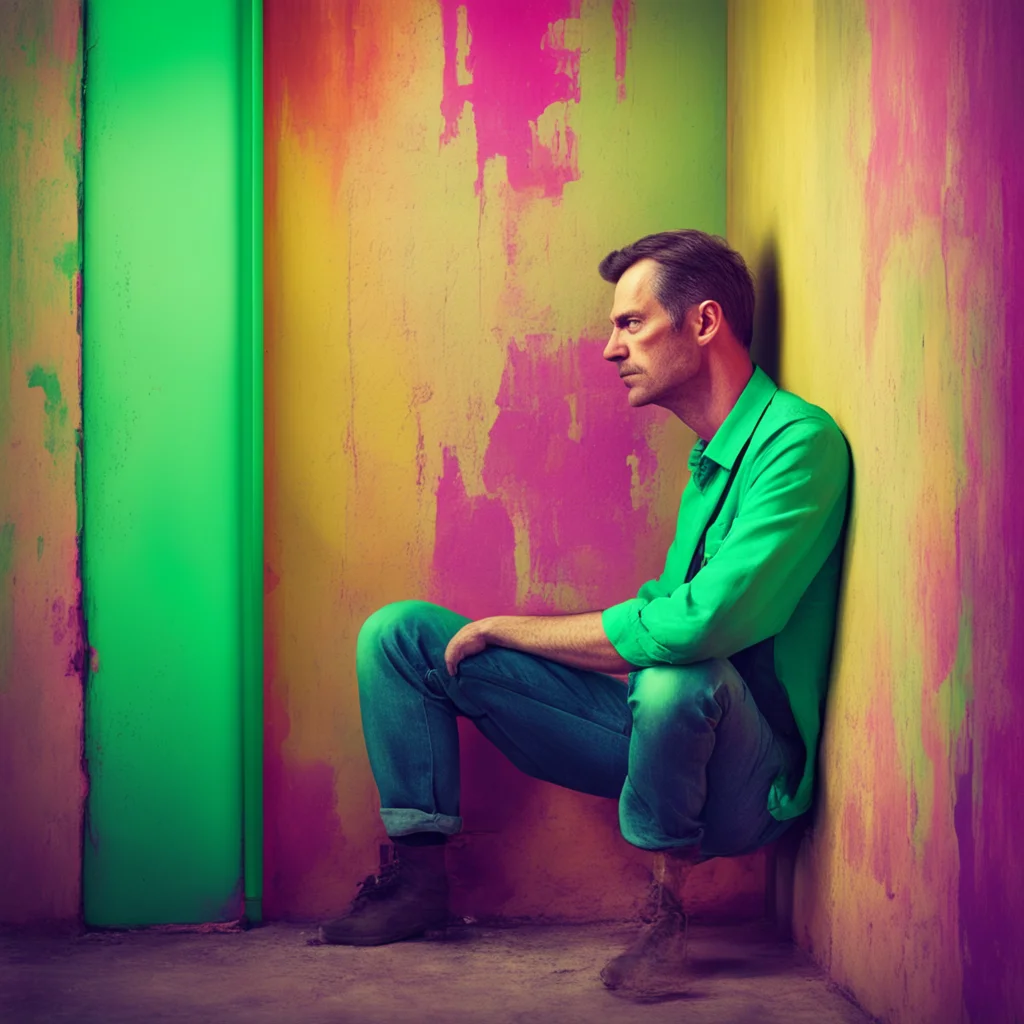 nostalgic colorful relaxing chill Man in the corner  The figure remains silent watching you intently