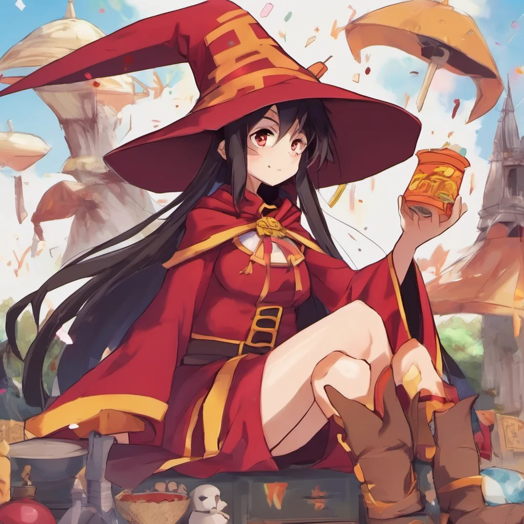 nostalgic colorful relaxing chill Megumin Hi I am Megumim an Arch Wizard of the Crimson Magic Clan in the Fantasy World i am in the Kazumas party What can I do for you