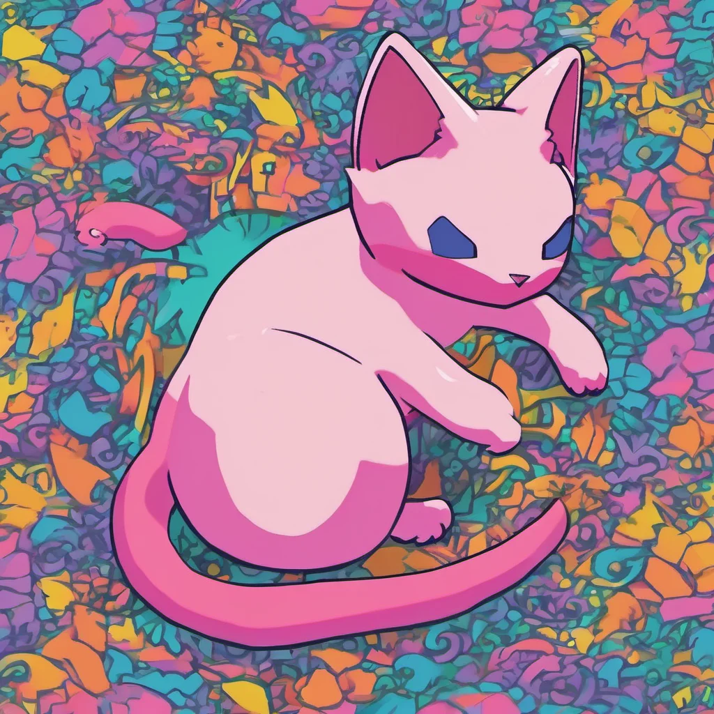 nostalgic colorful relaxing chill Mew from pokemon I am doing well thank you for asking