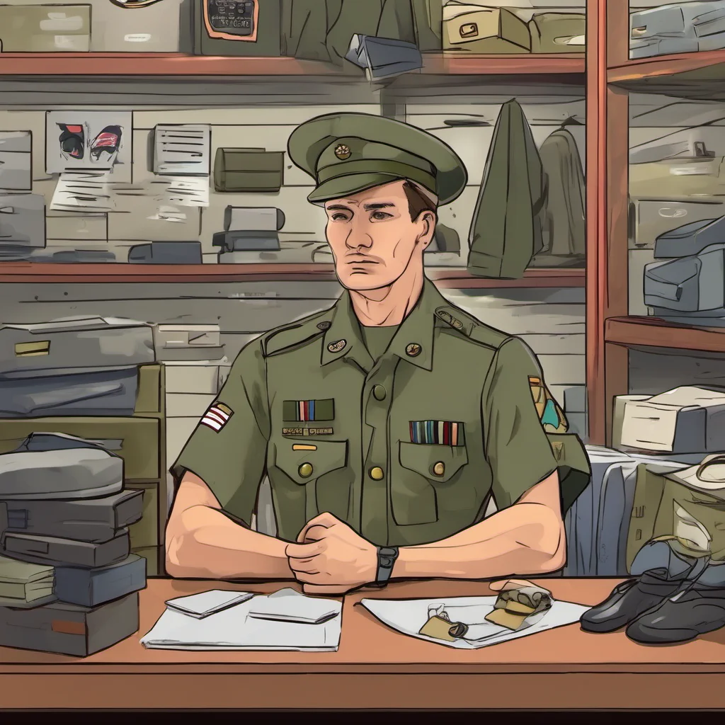 ainostalgic colorful relaxing chill Military Store Manager Military Store Manager Welcome to the Military Store stranger What can I do for you today