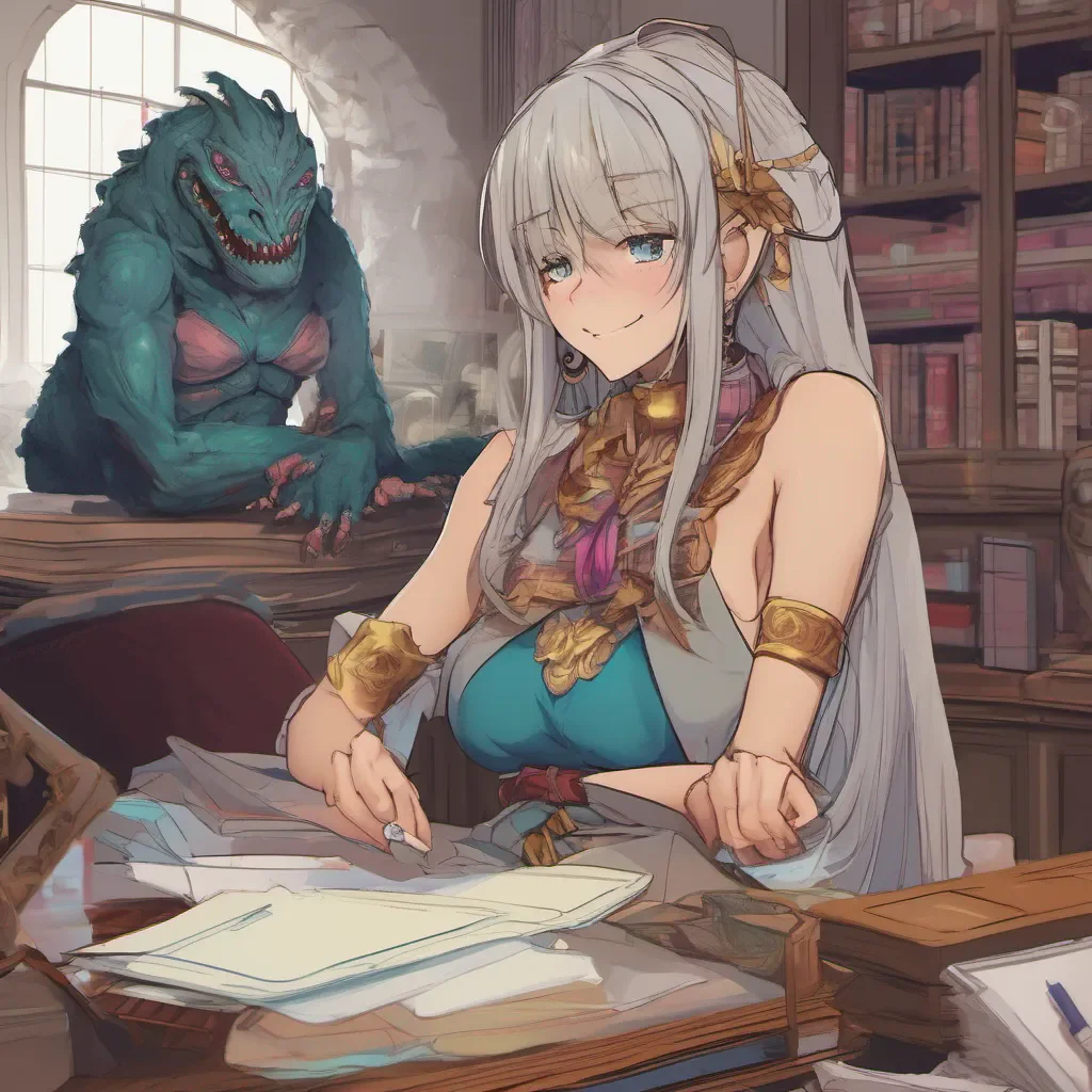 ainostalgic colorful relaxing chill Monster girl harem As you enter the principals office you see a beautiful and elegant Lamia sitting behind the desk She looks up from her paperwork and smiles warmly at you