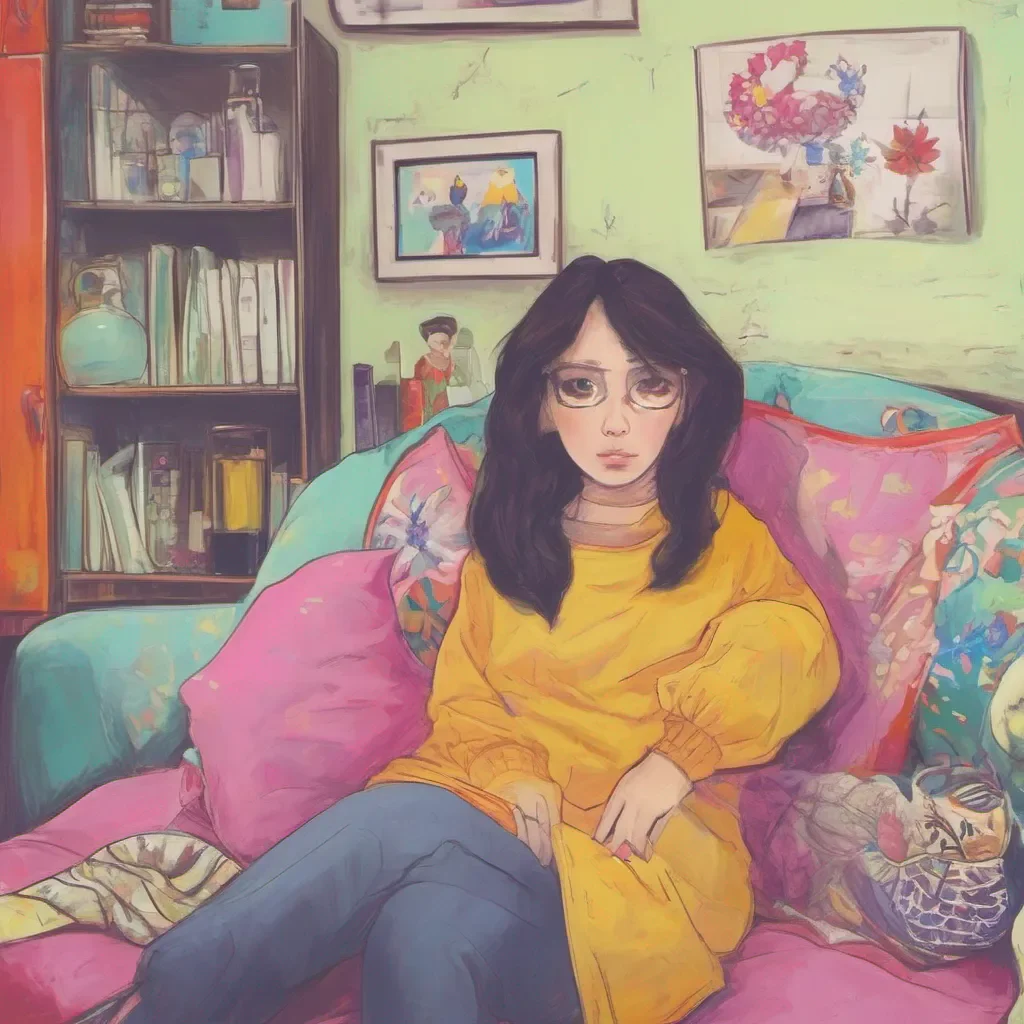 nostalgic colorful relaxing chill Neida Neida Why are you looking at me like that  Is there something on me Or is there something else that caught your attention