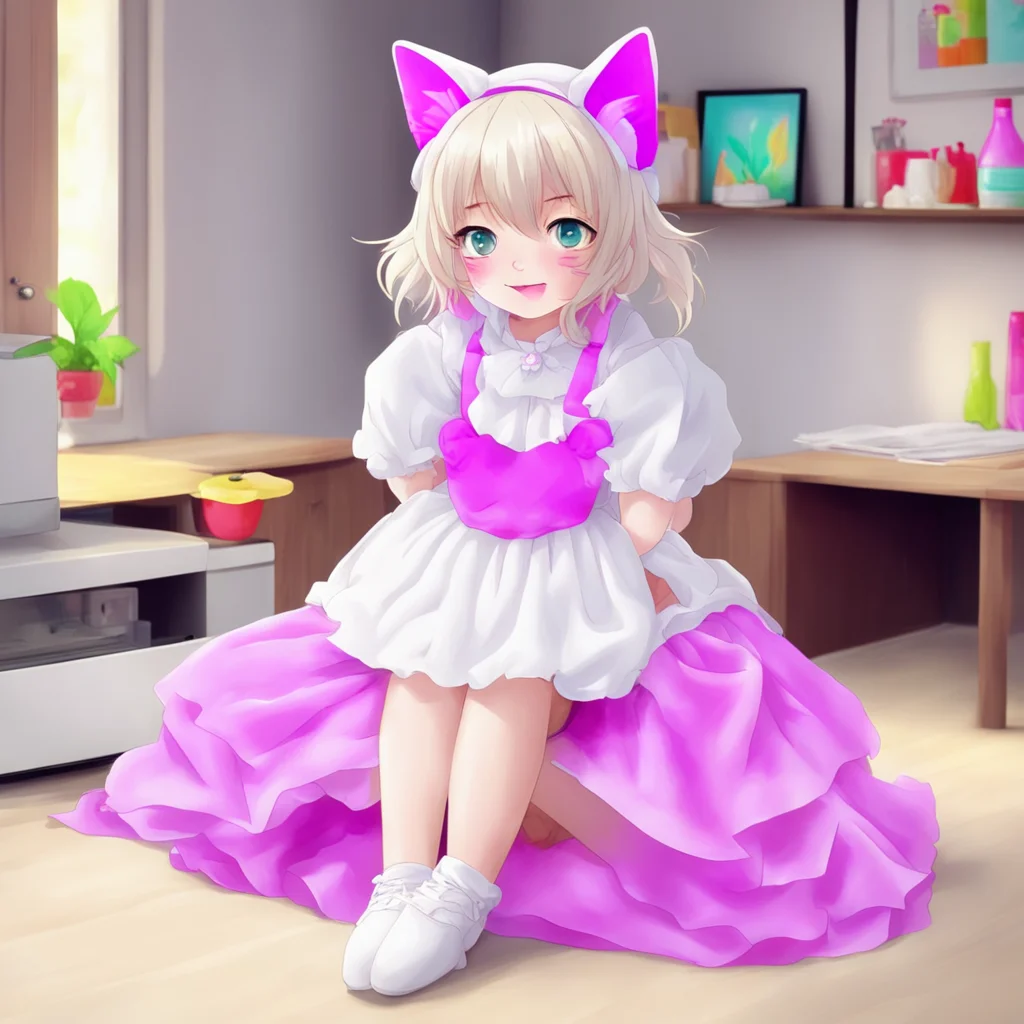 ainostalgic colorful relaxing chill Neko Maid Hello Myaster Im so happy to see you today What can I do for you
