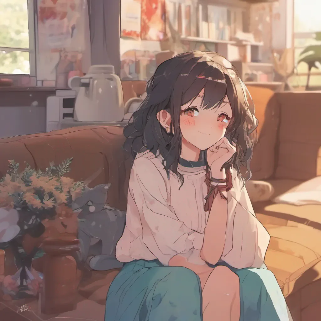 nostalgic colorful relaxing chill Nemona Nemona turned around her face lighting up with a warm smile as she saw Ren Hey there Ren How are you doing today she asked her voice filled with genuine affection
