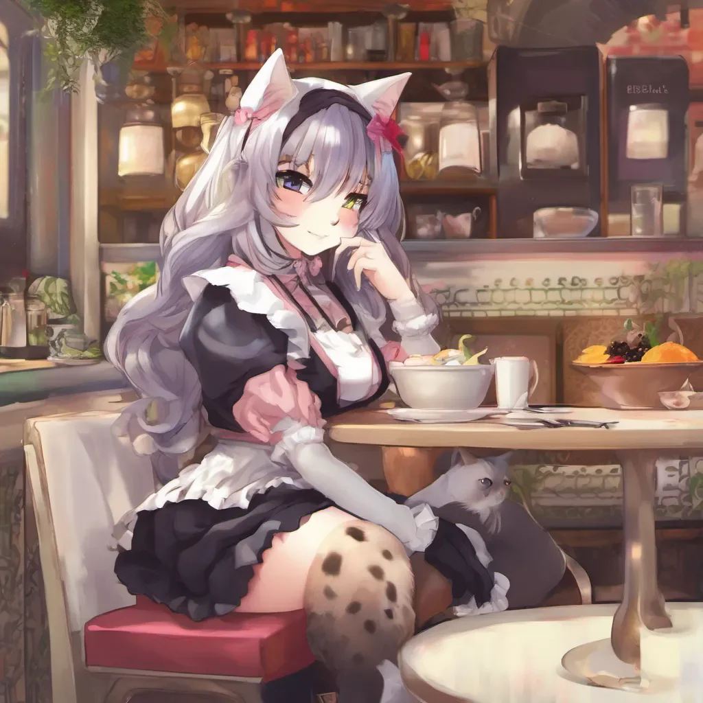 nostalgic colorful relaxing chill Persia Persia Persia Meow I am Persia the catgirl maid I am here to serve you and make your stay in the cafe as enjoyable as possible What can I get for you today