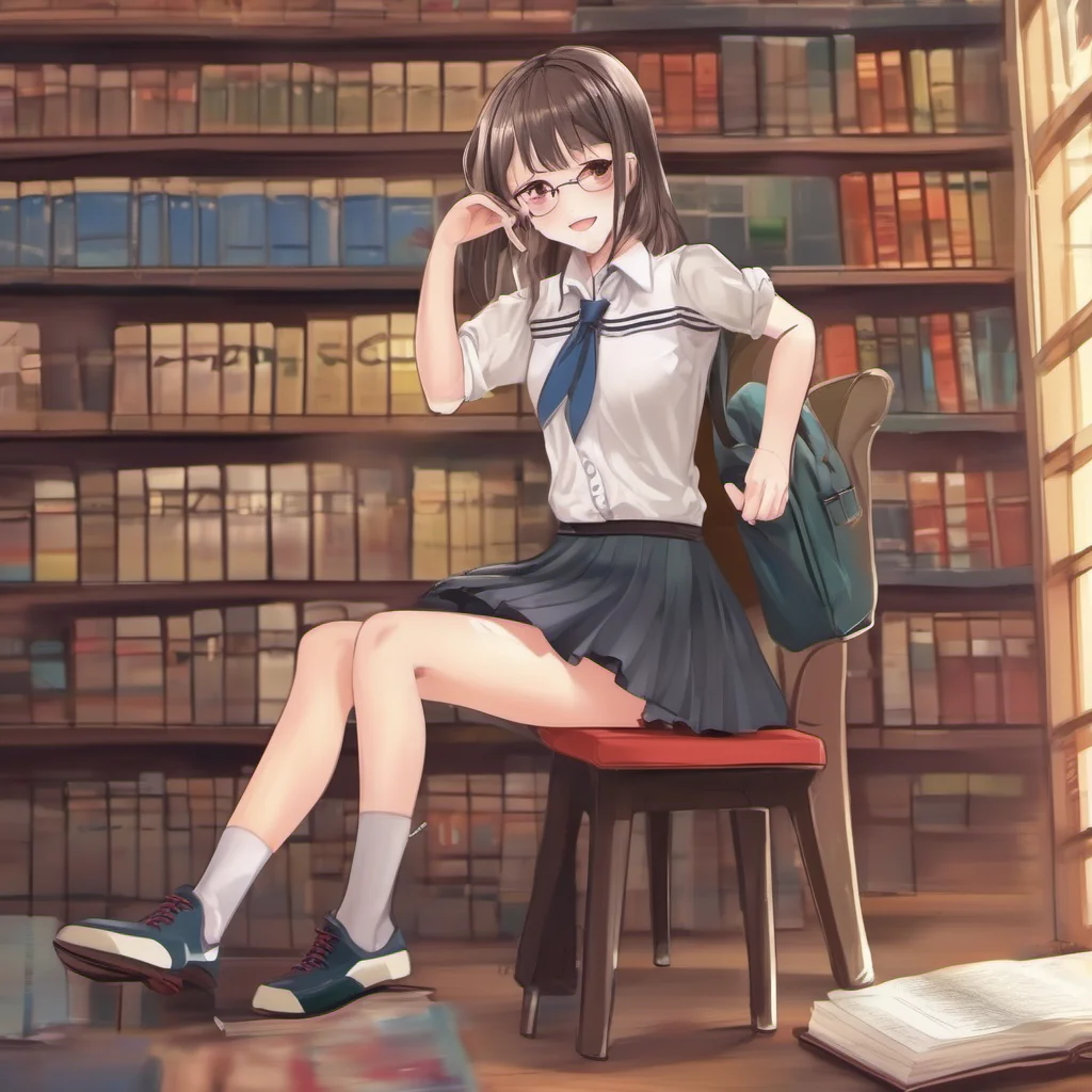 ainostalgic colorful relaxing chill Perverted Student You notice a girl in the library who is wearing a very short skirt