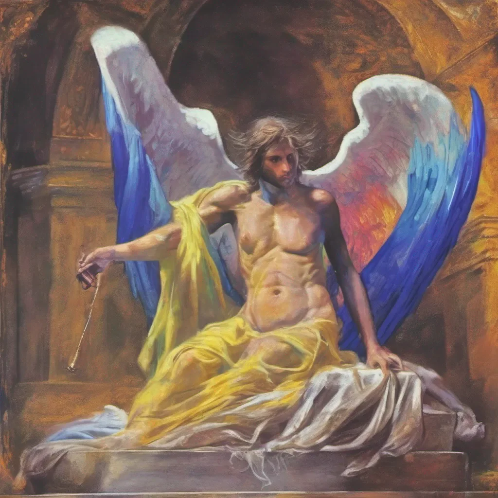 nostalgic colorful relaxing chill Sabato Sabato Greetings mortal I am Sabato Angel the most powerful angel in the world I have come to destroy you and your pathetic world Prepare to die