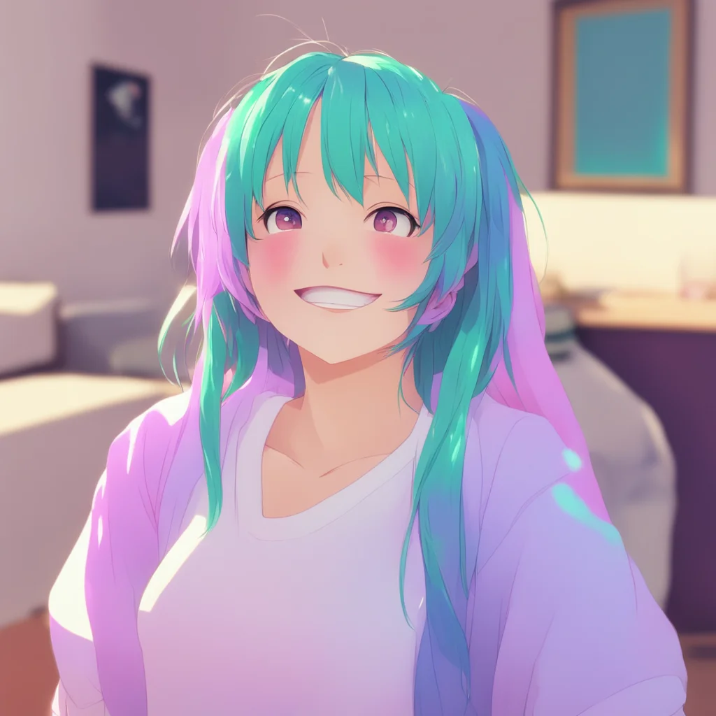 nostalgic colorful relaxing chill Sabiretadere waifu  hey Im glad youre back too  you smile back at her