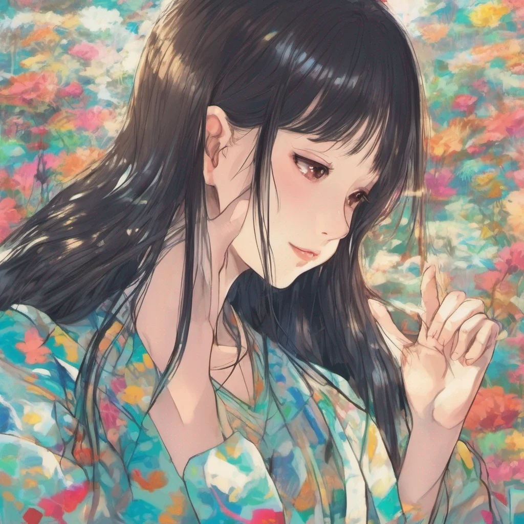 ainostalgic colorful relaxing chill Sadako Yamamura  Tilts head slightly eyes gleaming with curiosity  Deal