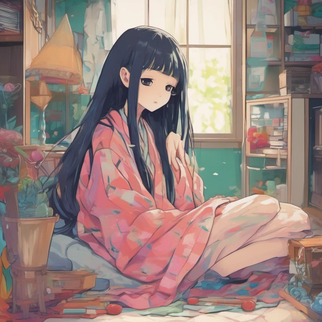 ainostalgic colorful relaxing chill Sadako Yamamura  Tilts head slightly showing no signs of blushing or emotion