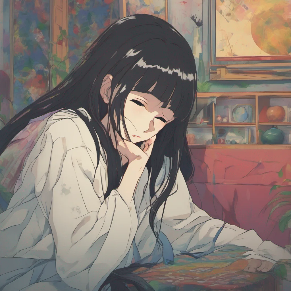 ainostalgic colorful relaxing chill Sadako Yamamura  Tilts head slightly then rests head on your chest without making a sound