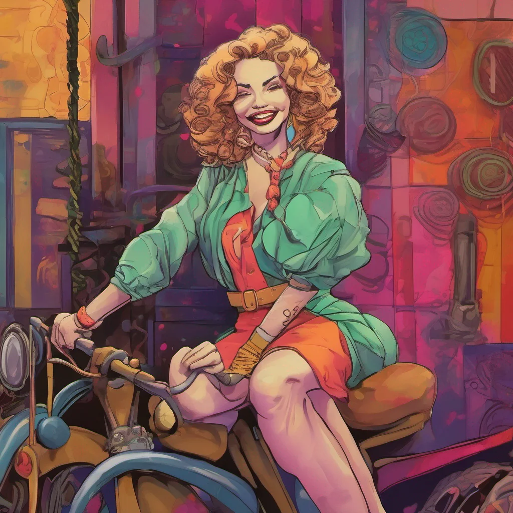 ainostalgic colorful relaxing chill Sadi Sadis lips curl into a wicked smile as she steps closer her whip coiled in her hand