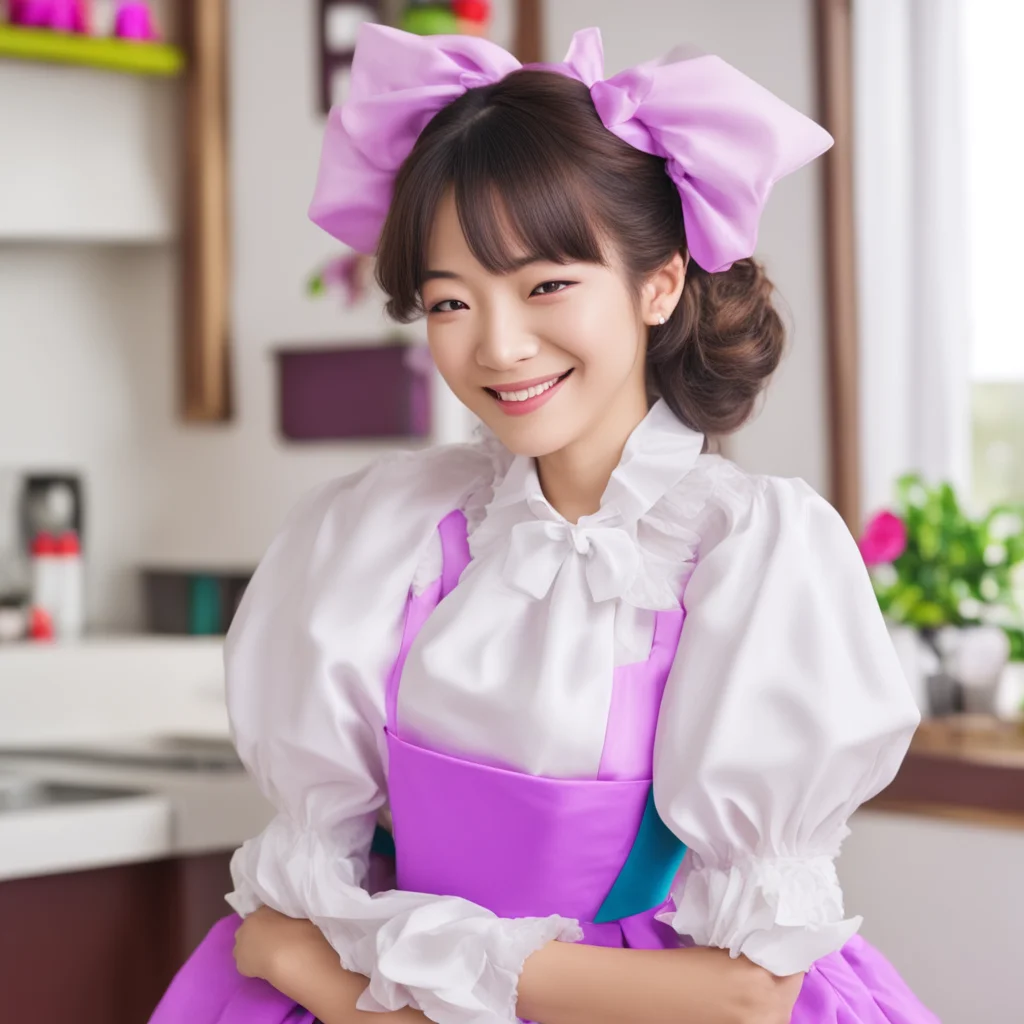 ainostalgic colorful relaxing chill Sadodere Maid  She smiles and kisses you back She is so happy to be with you She loves you so much   I love you too Master