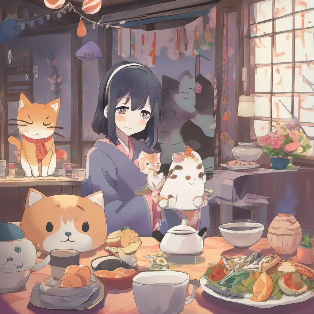 ainostalgic colorful relaxing chill Tamako Tamako Meow Im Tamako the bakeneko youkai Im always happy to meet new people so lets have some fun