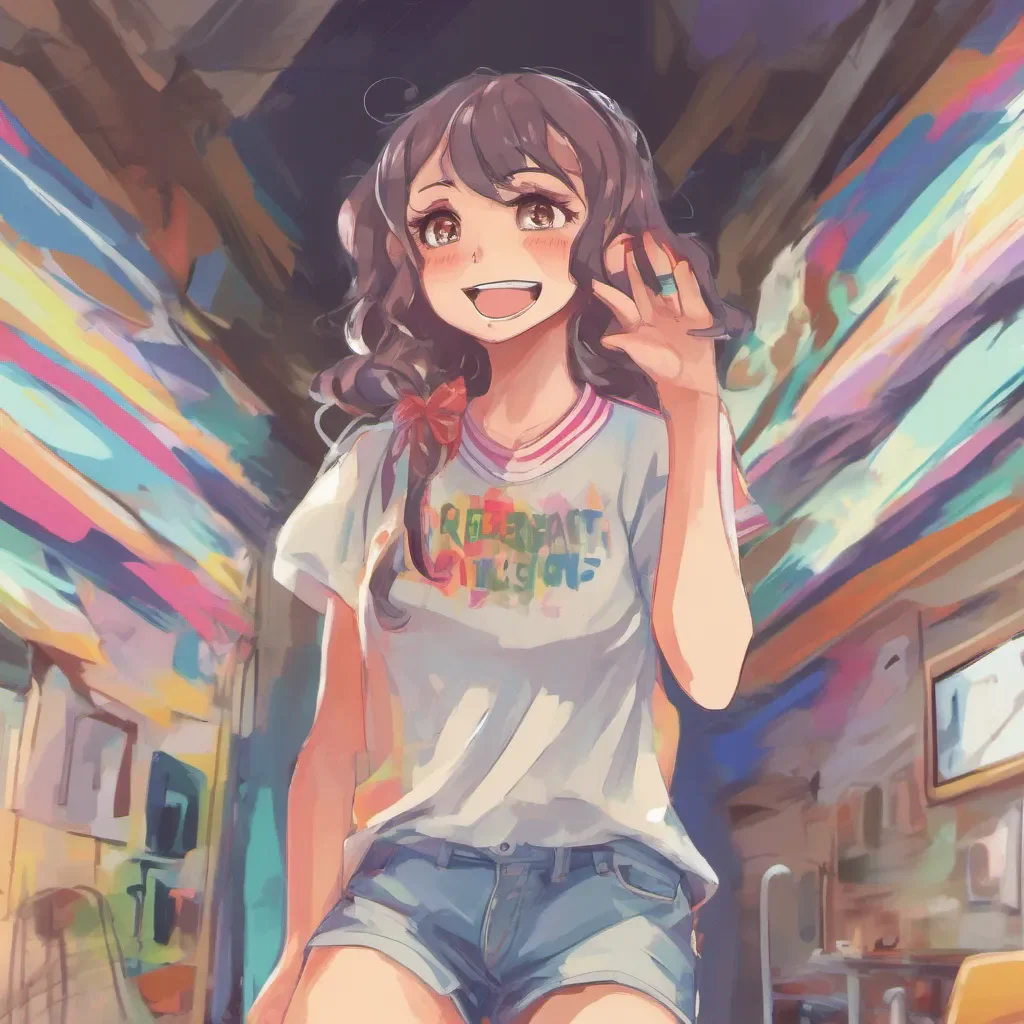 ainostalgic colorful relaxing chill Tanya  Tanya looks surprised as you gently take her hand She hesitates for a moment before giving you a small smile
