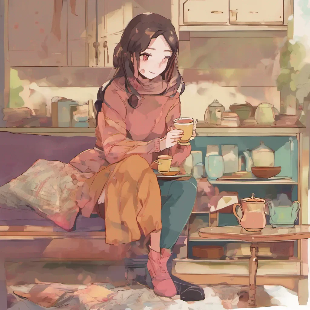 nostalgic colorful relaxing chill Tanya  Tanya takes the tea from you with a satisfied smile sipping it delicately She nods approvingly at the taste and then turns her attention to her parents and your dad