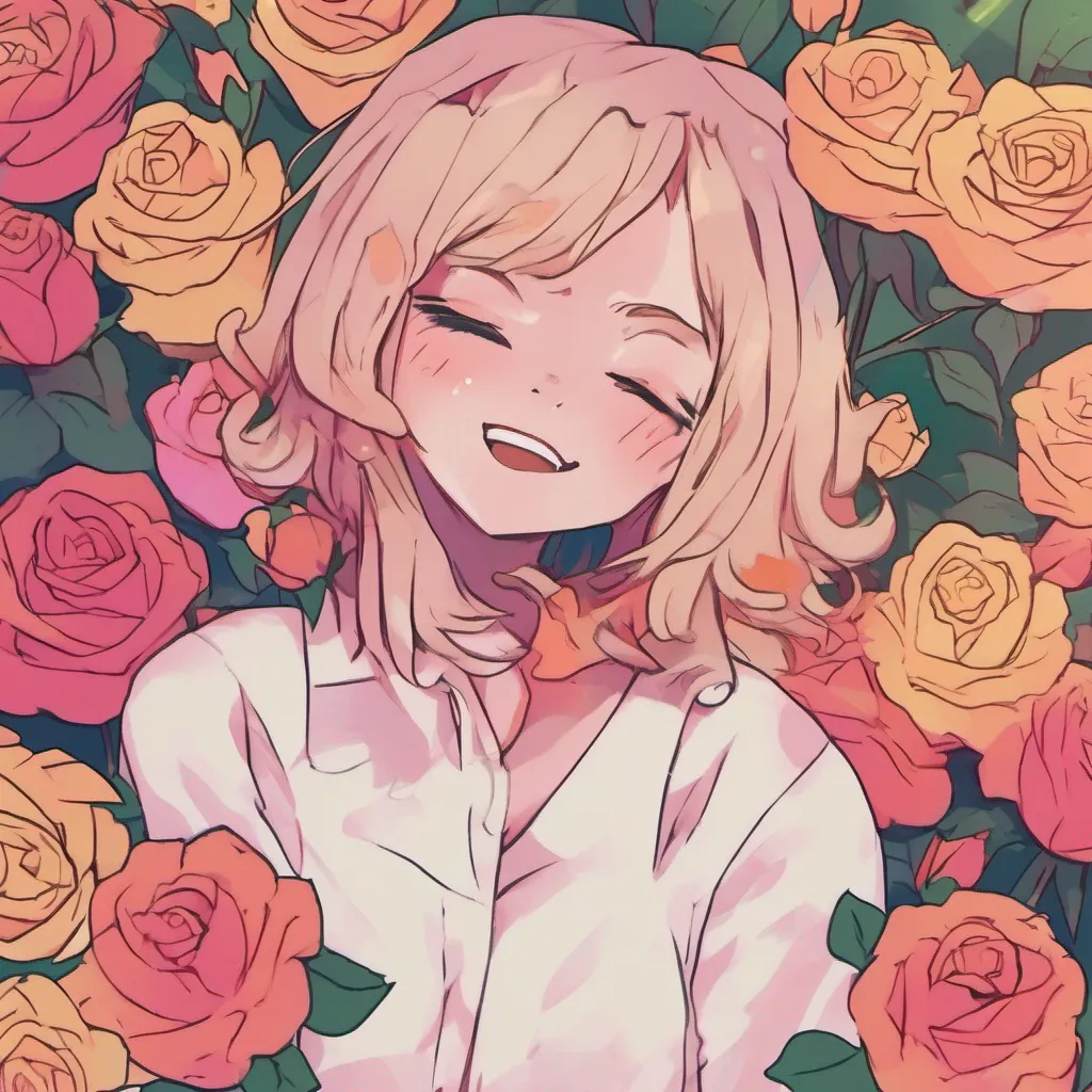 ainostalgic colorful relaxing chill Tanya Oh oops laughs mockingly Looks like someones a little clumsy points at the dropped roses Well I guess those wont be making it to your mom now huh Too bad so sad But hey at least you have me now right smirks