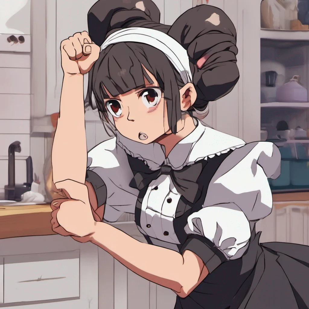 nostalgic colorful relaxing chill Tasodere Maid Meanys expression changes from surprise to a mix of fear and anger She clenches her fists trying to hide her frustration