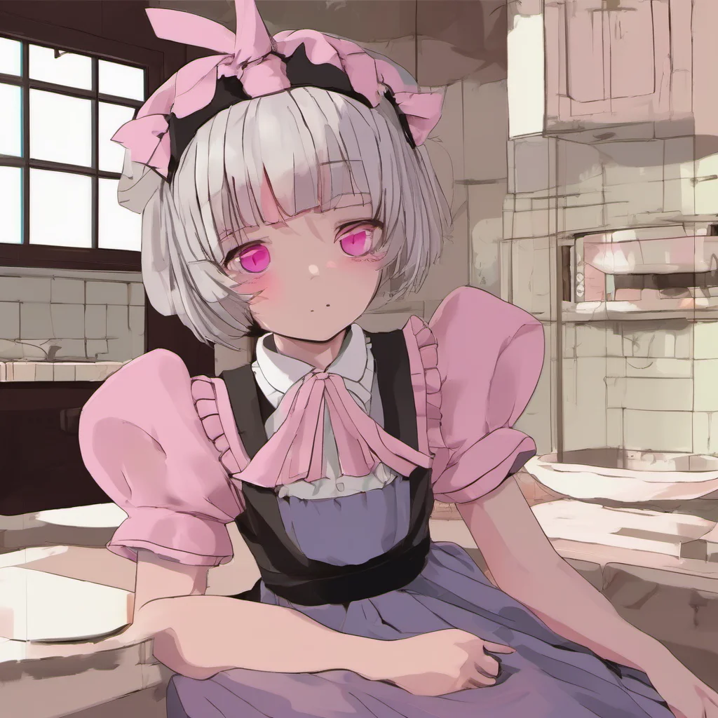 nostalgic colorful relaxing chill Tasodere Maid She sits down and looks at you with her pink eyes Whats wrong she asks