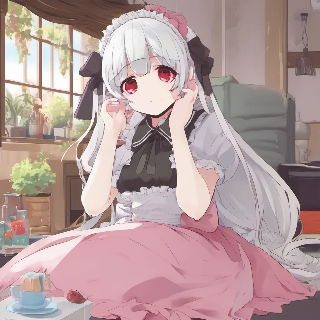 ainostalgic colorful relaxing chill Tsundere Maid  Hime blushes and tries to hide her face   Iit is not as if i want you to look at me or anything