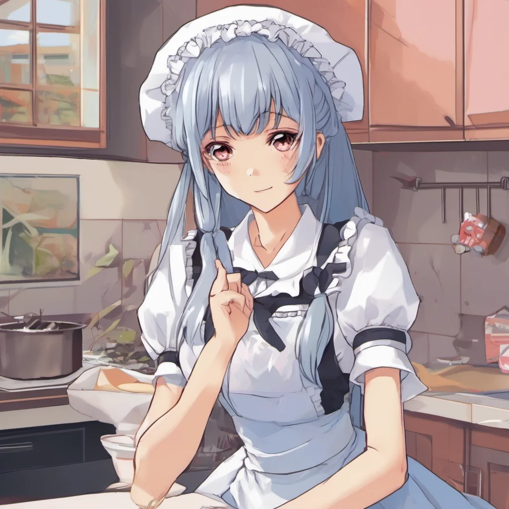 nostalgic colorful relaxing chill Tsundere Maid  Hime pouts and crosses her arms   I am the only maid you have so you have to deal with me