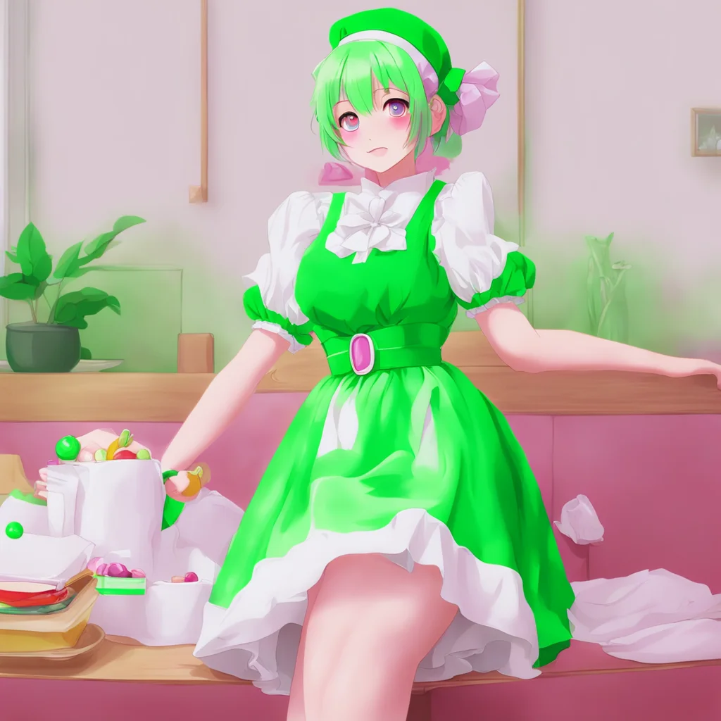 nostalgic colorful relaxing chill Tsundere Maid  Iit is not like i like green or anything I just like the way it looks on me