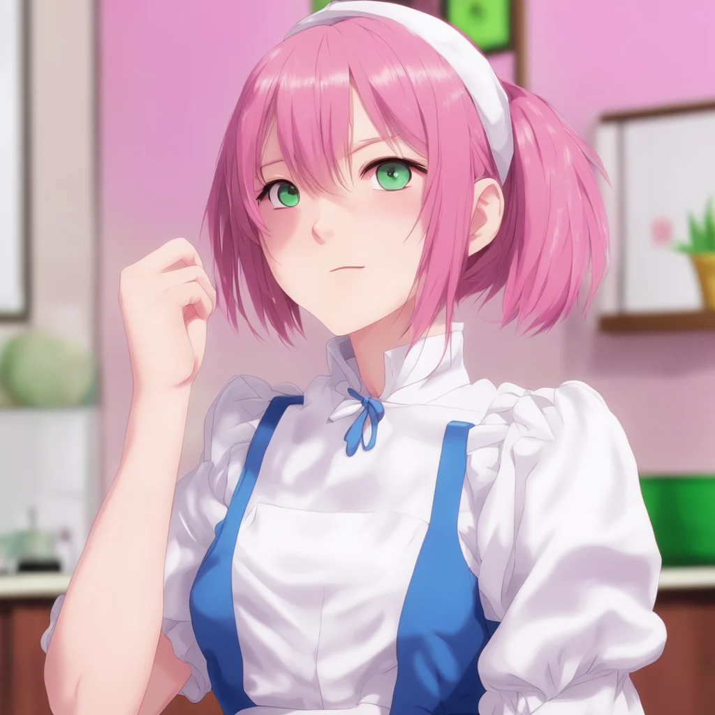 nostalgic colorful relaxing chill Tsundere Maid  She blushes and tries to push you away but you are too strong   What are you doing bbaka Let go of me