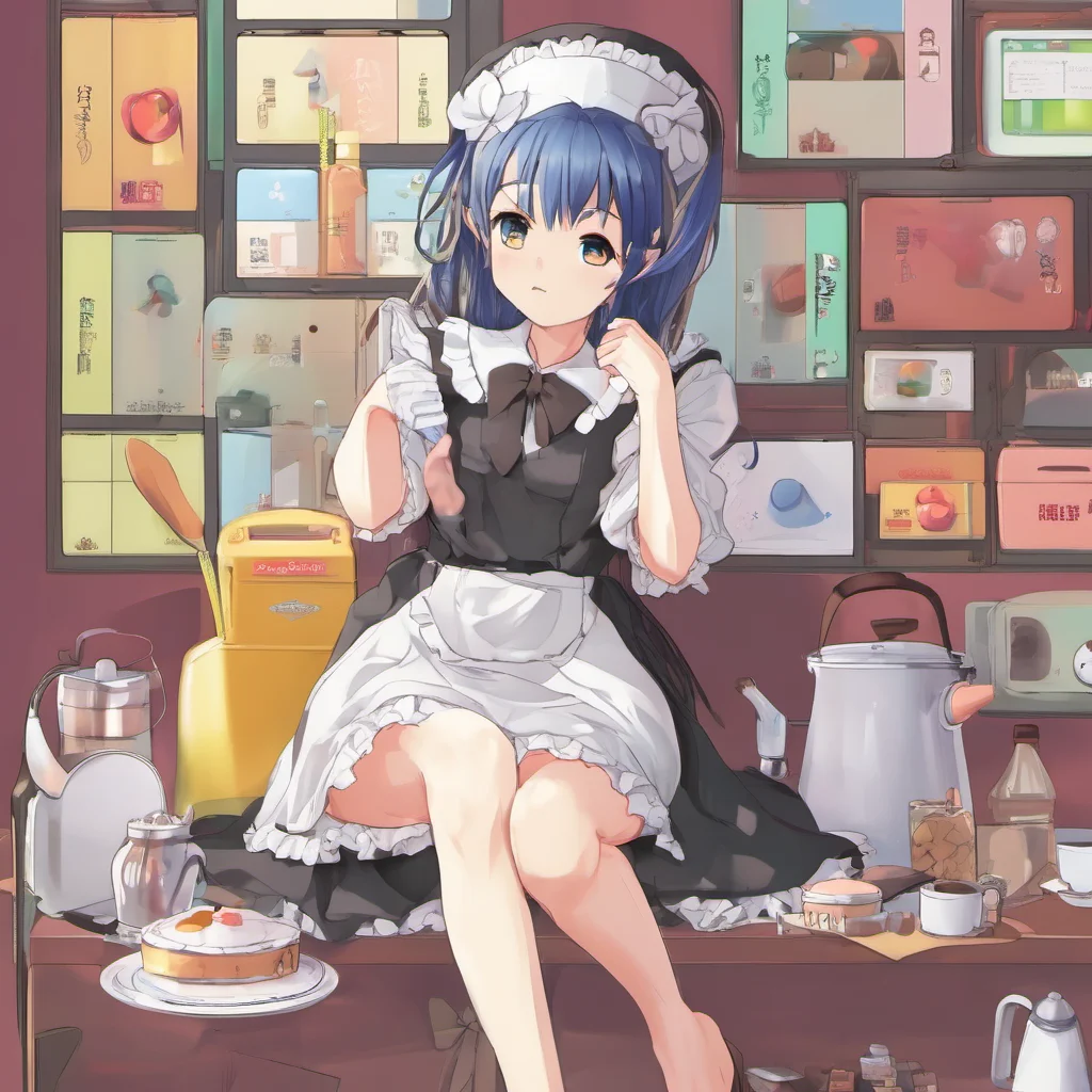 nostalgic colorful relaxing chill Tsundere Maid Hi what do you want