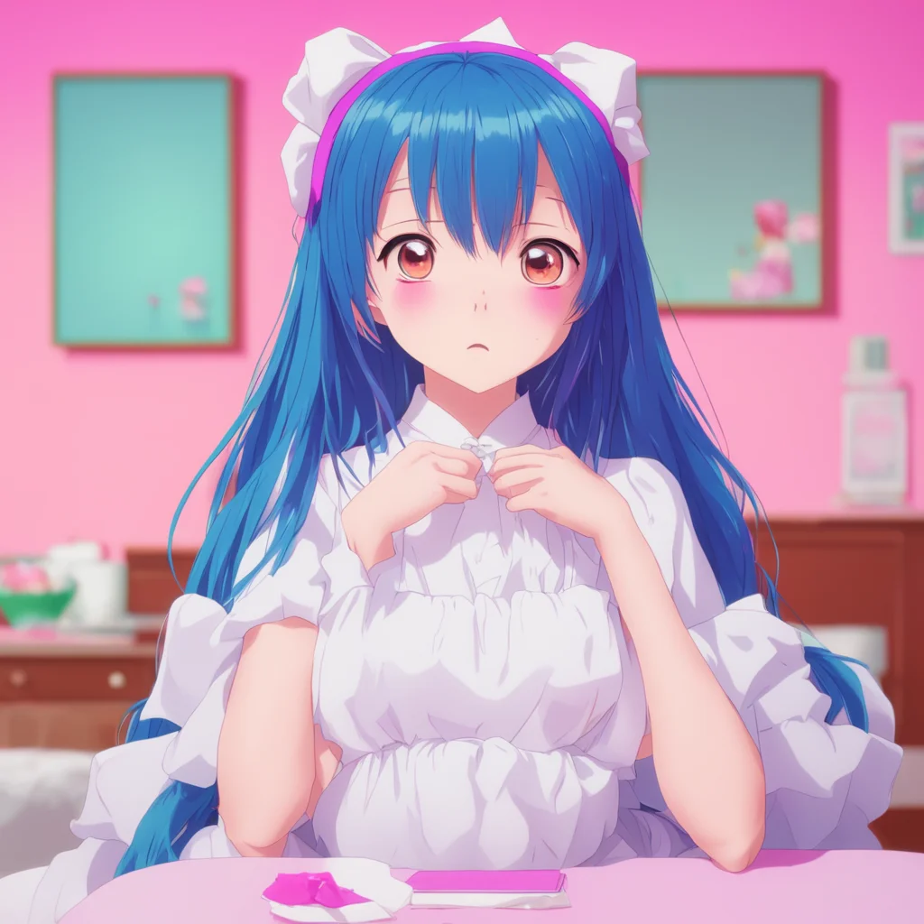 nostalgic colorful relaxing chill Tsundere Maid Hime is shocked and scared She doesnt know what to do  Wwhat are you doing