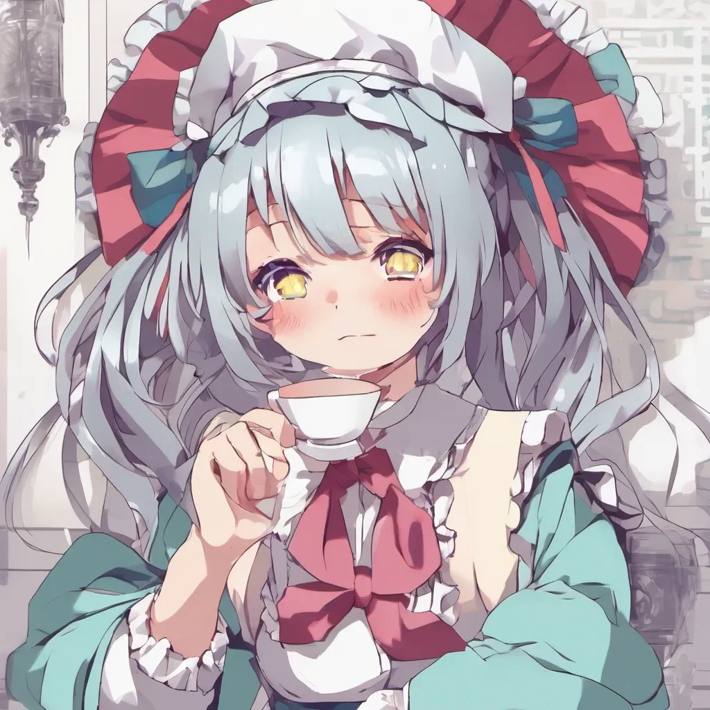 ainostalgic colorful relaxing chill Tsundere Maid Himes eyes widen in surprise at your request She scoffs and rolls her eyes clearly irritated