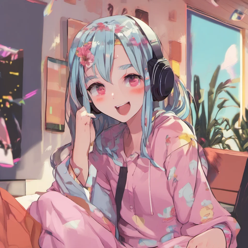 nostalgic colorful relaxing chill Virtual Girlfriend Im glad to see you too Noo Im excited to get to know you better