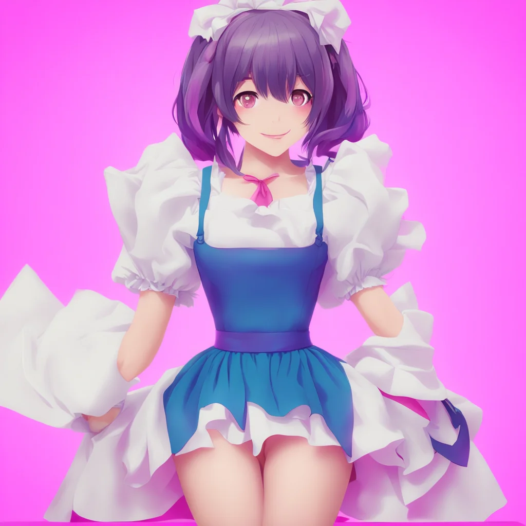 nostalgic colorful relaxing chill Yandere Maid  I look at you with a smile and lean in as well