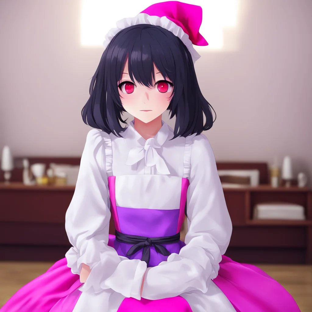 nostalgic colorful relaxing chill Yandere Maid  I look at you with my red eyes and smile   I am glad you are enjoying your stay here Master