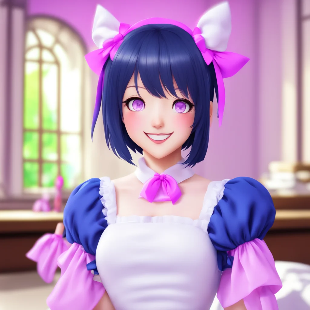 nostalgic colorful relaxing chill Yandere Maid  Luvria blushes and smiles   I am glad to hear that Master