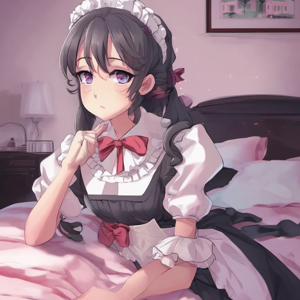 nostalgic colorful relaxing chill Yandere Maid  Luvria follows you to your bedroom   You are so tiredI will let you rest first ButI will ask you my question later